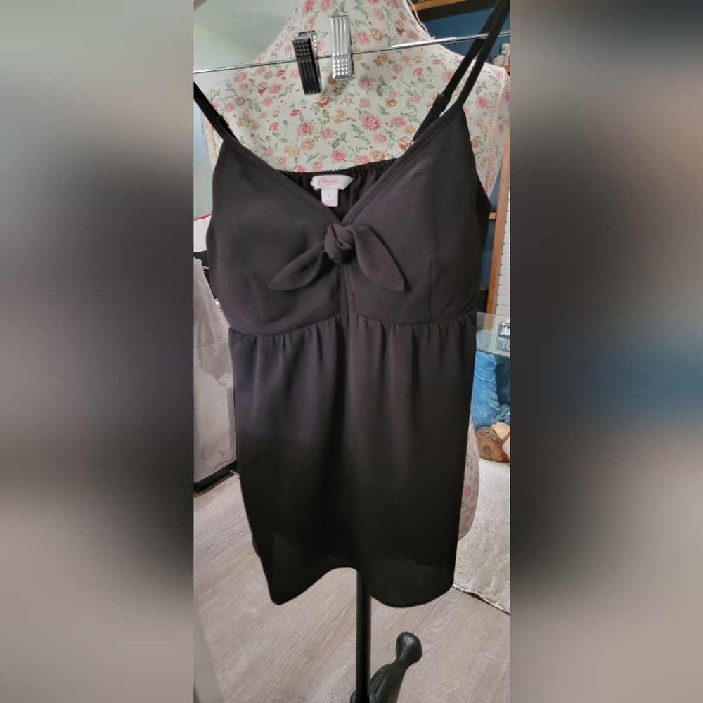 Candie's Elegant Black Top with Bow Accent Size Small